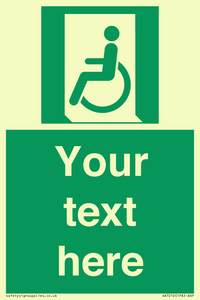 SA7210: Custom sign safe condition emergency exit for people unable to walk or with walking impairment left