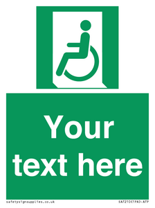 SA7210: Custom sign safe condition emergency exit for people unable to walk or with walking impairment left