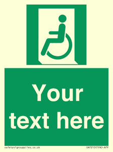 SA7210: Custom sign safe condition emergency exit for people unable to walk or with walking impairment left