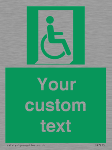 SA7213: Custom sign safe condition Emergency exit for people unable to walk or with walking impairment (right)