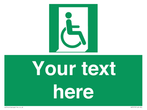 SA7213: Custom sign safe condition Emergency exit for people unable to walk or with walking impairment (right)