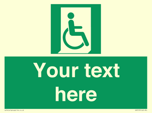 SA7213: Custom sign safe condition Emergency exit for people unable to walk or with walking impairment (right)