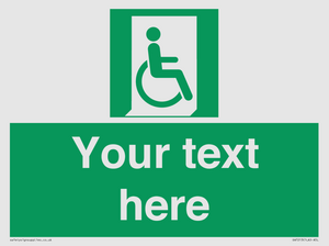 SA7213: Custom sign safe condition Emergency exit for people unable to walk or with walking impairment (right)