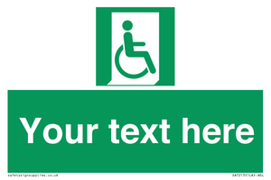 SA7213: Custom sign safe condition Emergency exit for people unable to walk or with walking impairment (right)