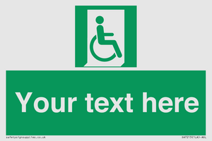 SA7213: Custom sign safe condition Emergency exit for people unable to walk or with walking impairment (right)