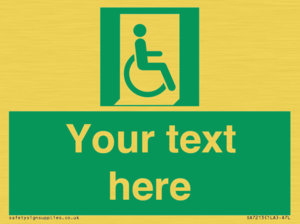 SA7213: Custom sign safe condition Emergency exit for people unable to walk or with walking impairment (right)