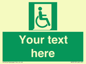 SA7213: Custom sign safe condition Emergency exit for people unable to walk or with walking impairment (right)