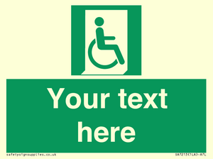 SA7213: Custom sign safe condition Emergency exit for people unable to walk or with walking impairment (right)