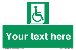 SA7213: Custom sign safe condition Emergency exit for people unable to walk or with walking impairment (right)