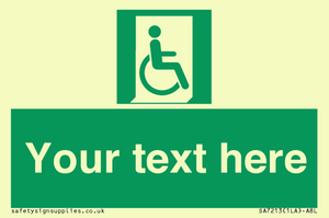 SA7213: Custom sign safe condition Emergency exit for people unable to walk or with walking impairment (right)