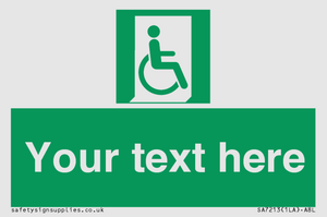 SA7213: Custom sign safe condition Emergency exit for people unable to walk or with walking impairment (right)