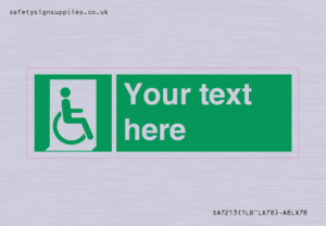 SA7213: Custom sign safe condition Emergency exit for people unable to walk or with walking impairment (right)