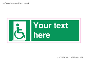 SA7213: Custom sign safe condition Emergency exit for people unable to walk or with walking impairment (right)