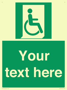 SA7213: Custom sign safe condition Emergency exit for people unable to walk or with walking impairment (right)