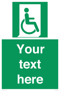 SA7213: Custom sign safe condition Emergency exit for people unable to walk or with walking impairment (right)