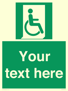 SA7213: Custom sign safe condition Emergency exit for people unable to walk or with walking impairment (right)