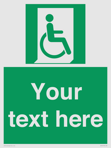 SA7213: Custom sign safe condition Emergency exit for people unable to walk or with walking impairment (right)