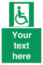 SA7213: Custom sign safe condition Emergency exit for people unable to walk or with walking impairment (right)