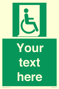 SA7213: Custom sign safe condition Emergency exit for people unable to walk or with walking impairment (right)