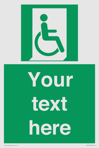 SA7213: Custom sign safe condition Emergency exit for people unable to walk or with walking impairment (right)