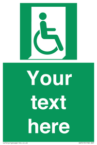 SA7213: Custom sign safe condition Emergency exit for people unable to walk or with walking impairment (right)