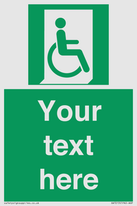 SA7213: Custom sign safe condition Emergency exit for people unable to walk or with walking impairment (right)