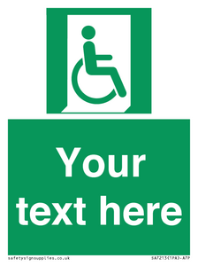 SA7213: Custom sign safe condition Emergency exit for people unable to walk or with walking impairment (right)