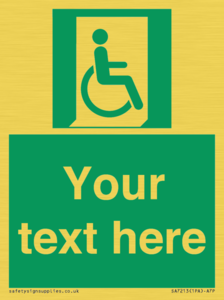 SA7213: Custom sign safe condition Emergency exit for people unable to walk or with walking impairment (right)