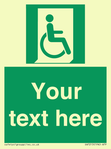 SA7213: Custom sign safe condition Emergency exit for people unable to walk or with walking impairment (right)