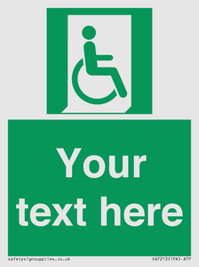 SA7213: Custom sign safe condition Emergency exit for people unable to walk or with walking impairment (right)