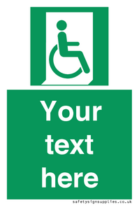 SA7213: Custom sign safe condition Emergency exit for people unable to walk or with walking impairment (right)