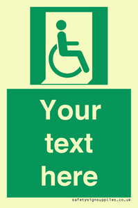 SA7213: Custom sign safe condition Emergency exit for people unable to walk or with walking impairment (right)