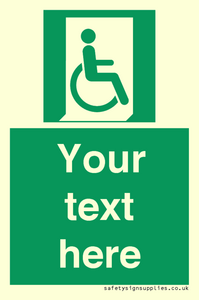 SA7213: Custom sign safe condition Emergency exit for people unable to walk or with walking impairment (right)