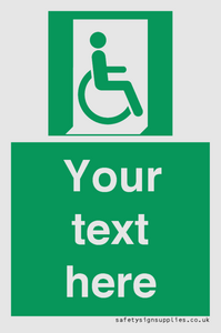 SA7213: Custom sign safe condition Emergency exit for people unable to walk or with walking impairment (right)