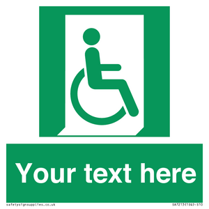 SA7213: Custom sign safe condition Emergency exit for people unable to walk or with walking impairment (right)