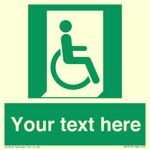 SA7213: Custom sign safe condition Emergency exit for people unable to walk or with walking impairment (right)