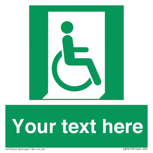 SA7213: Custom sign safe condition Emergency exit for people unable to walk or with walking impairment (right)
