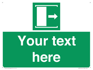 SA7216: Custom sign safe condition Door slides right to open