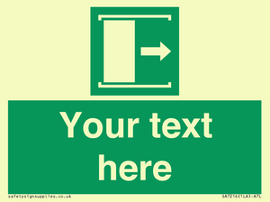 SA7216: Custom sign safe condition Door slides right to open