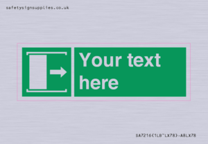 SA7216: Custom sign safe condition Door slides right to open