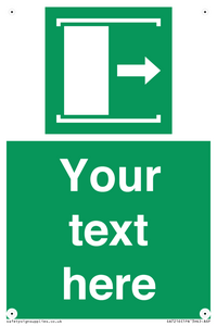 SA7216: Custom sign safe condition Door slides right to open