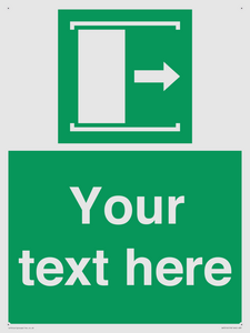 SA7216: Custom sign safe condition Door slides right to open