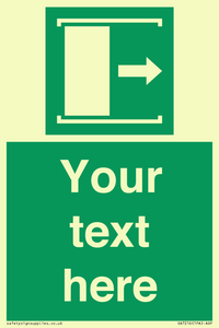 SA7216: Custom sign safe condition Door slides right to open