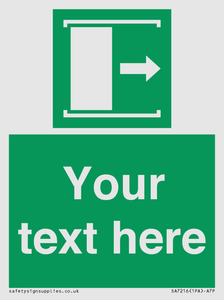 SA7216: Custom sign safe condition Door slides right to open