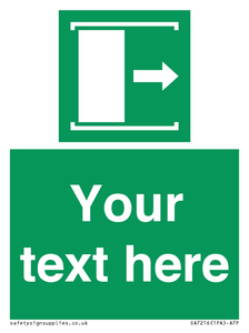 SA7216: Custom sign safe condition Door slides right to open