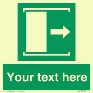 SA7216: Custom sign safe condition Door slides right to open