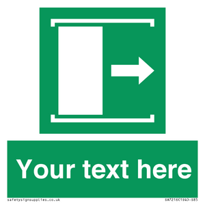 SA7216: Custom sign safe condition Door slides right to open