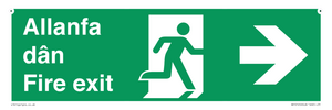 SB1012: Welsh English Bilingual Allanfa dân / Fire exit Right Arrow Sign