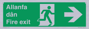SB1012: Welsh English Bilingual Allanfa dân / Fire exit Right Arrow Sign