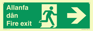 SB1012: Welsh English Bilingual Allanfa dân / Fire exit Right Arrow Sign